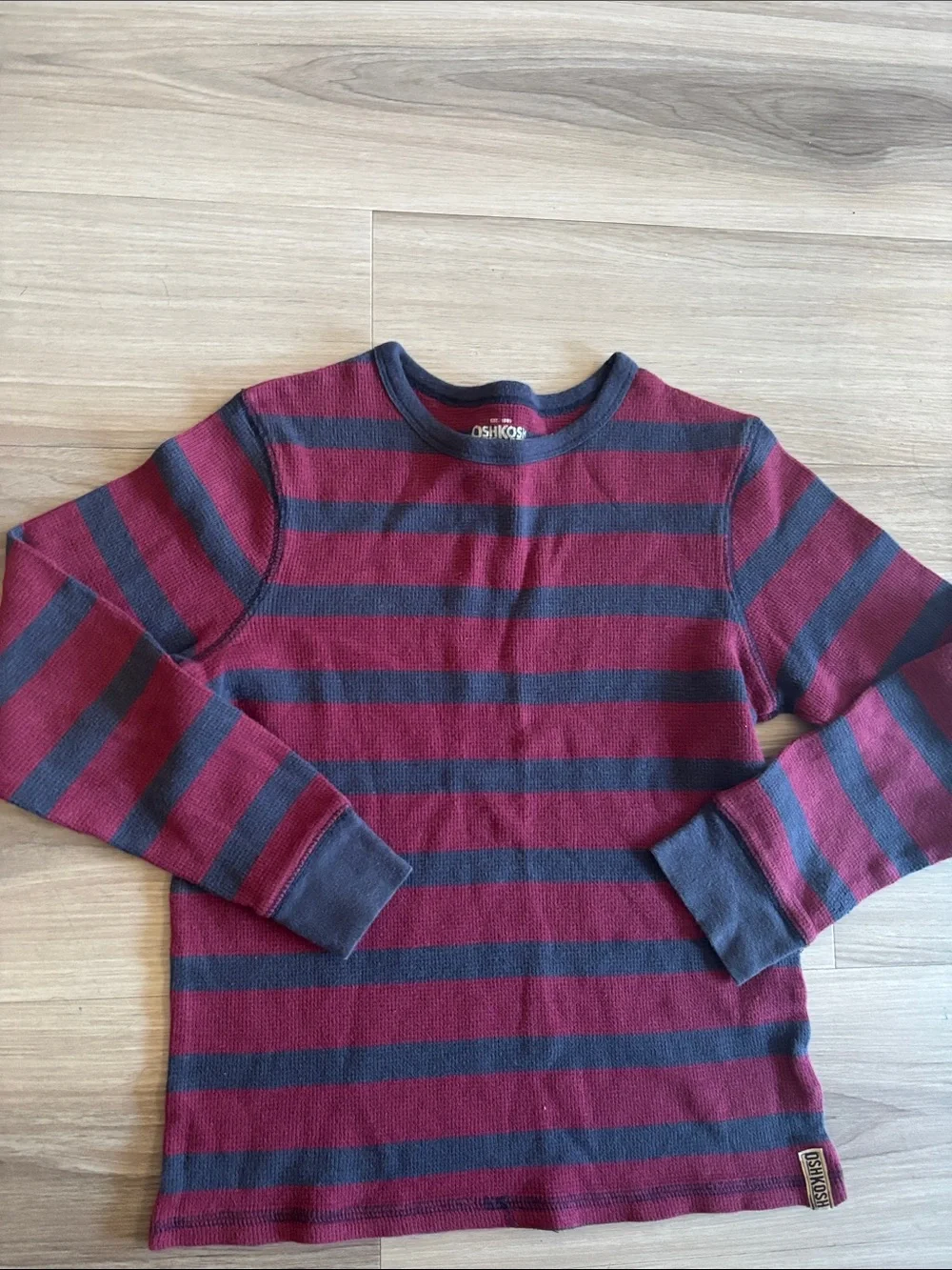 OshKosh B'gosh Boys Burgundy and Charcoal Striped Crewneck Sweater